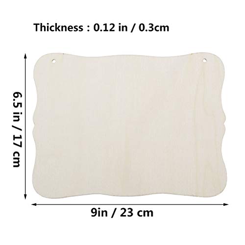 JANOU 3pcs Unfinished Wood Sign Blank Hanging Wooden Plaque DIY Craft Project Wood Sign with Rope Door Wall Art Decorative, Style 3, 9x6.5'' JANOU