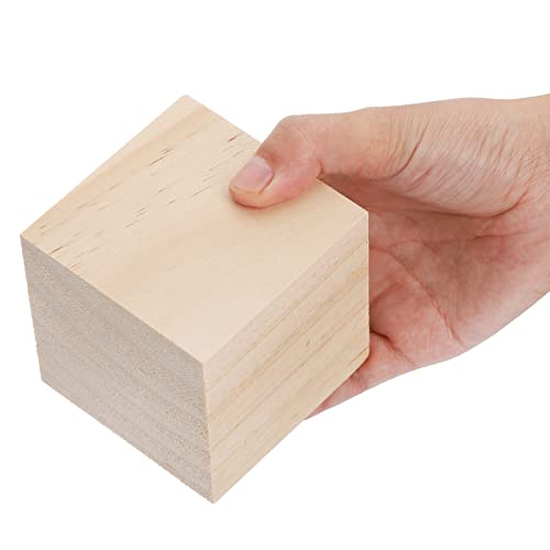 Tosnail 6 Pack 3 Inches Unifinished Wooden Cubes Wooden Blocks - Great for Crafts Making Tosnail