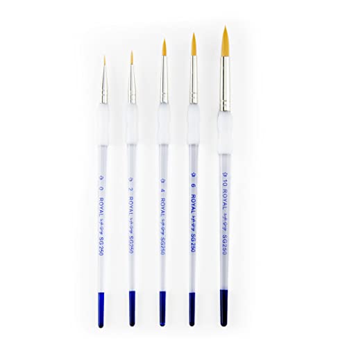 Royal & Langnickel - 5pc Soft Grip Gold taklon Paint Brush Set, Round | SG303 Royal Brush