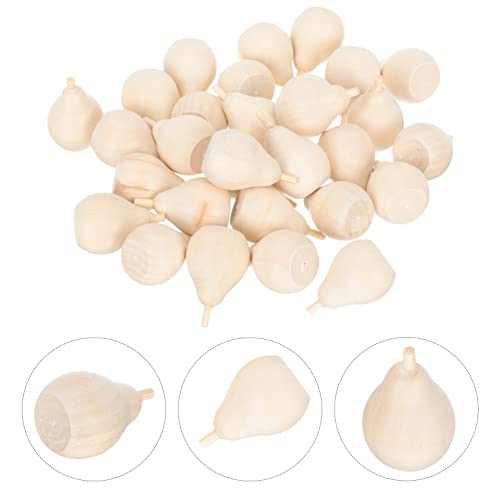Didiseaon Tiny Things 30pcs Mini Wooden Pear Unfinished Wood Peg Dolls for Crafts Unfinished Wooden Pear Figures for Desk Bookshelves Decoration DIY Didiseaon