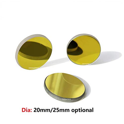 CNCOLETECH 20mm K9 Laser Mirror Coated Gold Reflective Lens for CO2 Laser Engraver 40W or 50W CNCOLETECH