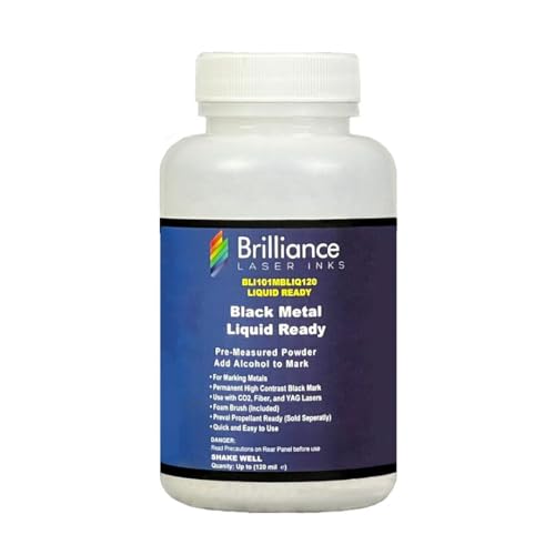 Liquid Ready Laser Marking Powder-"Brilliance Laser Inks" -BLI101MBLIQ120- Black Laser Ink for Metals Marking with CO2/Fiber/YAG (120 ml, Black) Brilliance Laser Inks
