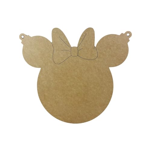 Girl Mouse with Ornament Ears, Christmas Shape, Unfinished Cutout, Wooden Shape, Paintable Wooden MDF Build-A-Cross