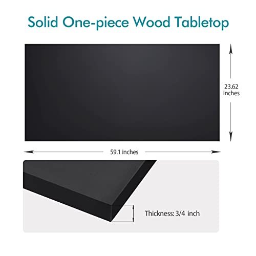 Kaboon Black Table Top 23.62" D x 59.1" W, Solid One-Piece Desktop, Universal Wood Countertop, Reversible Laminate Top, Double Desks, L-Desk DIY, for Kaboon