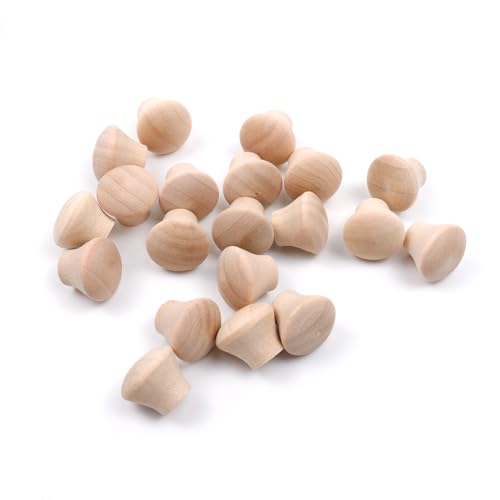 Oedema Wood Unfinished Cabinet Knobs Mini Wooden Drawer Handle Knobs Furniture Door Pull Knobs 0.69"×0.55", 20PCS with Screws Oedema