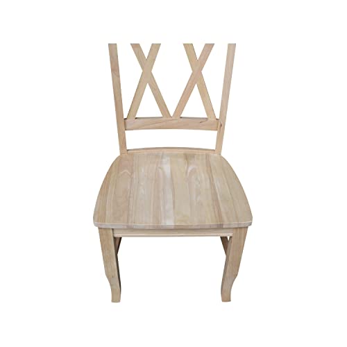 International Concepts Set of Two Double X-Back Dining Chair, 19.9"W x 22"D x 41.3"H, Wood Unfinished IC International Concepts
