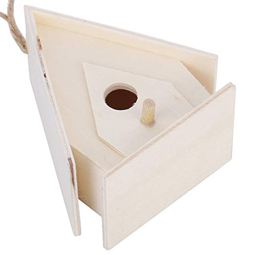 Outdoor Bird Houses, Wooden Birdhouse, 4Pcs Mini Hanging Wooden Bird House with Pole, Bird Nests Cage Ornament Crafts, for Garden Courtyard Decor Haofy