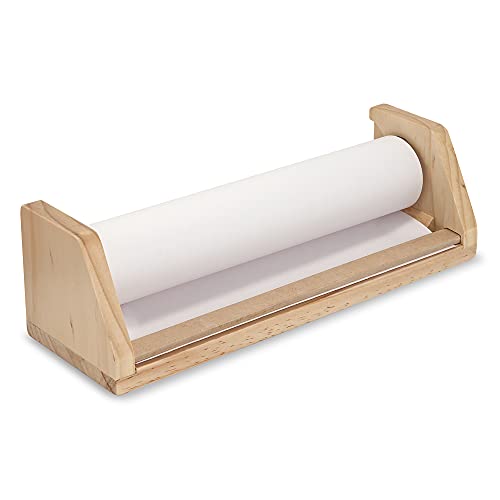 Melissa & Doug Wooden Tabletop Paper Roll Dispenser with White Bond Paper (12 Inches x 75 Feet)