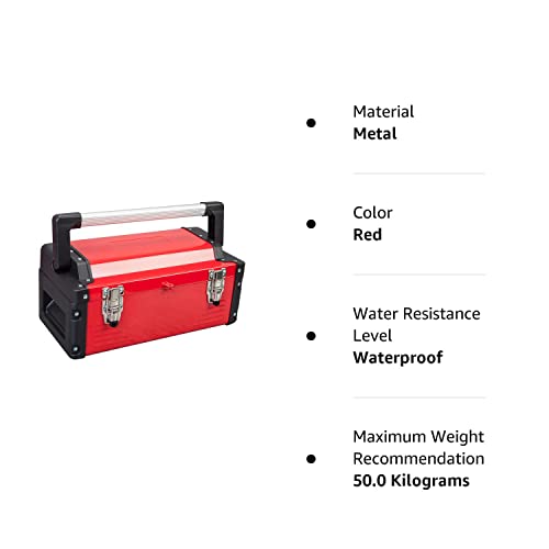 Jack Boss Metal Tool Box Steel 16" Inch Tool Organizer Box Durable Portable Tool Storage with Alum Alloy Handle Double-Lock Toolbox & Removable Tray Jack Boss