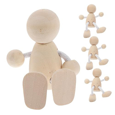 4pcs Wooden Doll Pegs Unfinished Wooden Doll Wood Peg Dolls Doll Pegs DIY Peg Dolls Unfinished Dolls Pegs Graffiti Wooden Doll Blank Peg Dolls Common