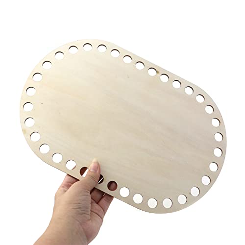 UTALIND 2 Pcs Oval Wooden Basket Bottom Shapers, Blank Hollow Basket Wood Bases for DIY Knitting Crochet Bag Bottom Shaper Craft Making Basket UTALIND