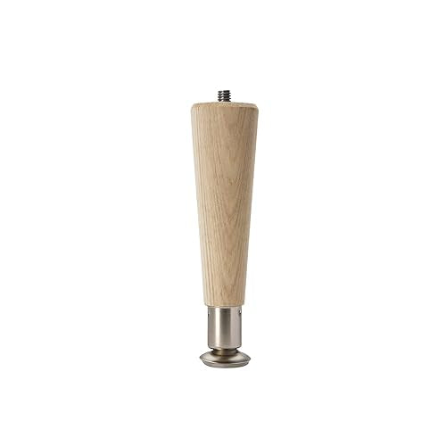 Waddell Round Taper Leg, 6" H | Self Leveling Sanded Wood Coffee Table Legs with 5/16" Hanger Bolt | Replacement Unfinished Furniture Legs for DIY Waddell