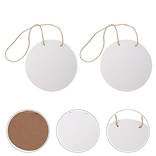 Healifty 2pcs Wooden Circle Sign Unfinished Hanging Wood Sign Sublimation Blank Cutouts Decorative Round Wood Plaques with Rope for Pyrography Healifty