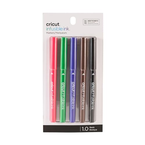 Cricut Infusible Ink Markers, Basic Medium-Point Markers (1.0), 8 x 4 x 0.5, 5 count Cricut