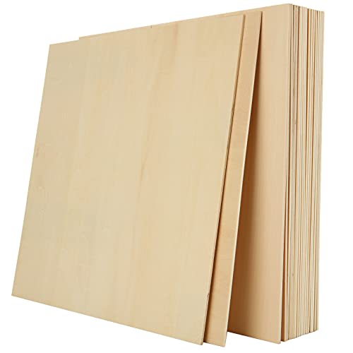20PCS Basswood Sheets 12x12 Inch Unfinished Square Wood Pieces for Crafting 3mm Plywood Board 1/8" Thin Wooden Sheets Wood Slices Natural Wood Planks APACALI
