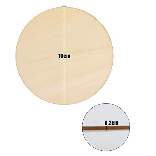 SKPPC 80 Pieces 4 Inch Unfinished Wood Circles Rounds Wooden Cutouts for Crafts, Door Design, Christmas Decorations, Coasters and DIY Home Decor SKPPC