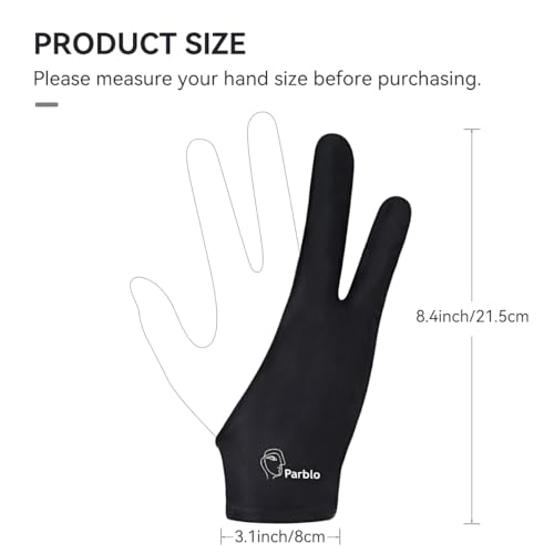 Parblo PR-01 Drawing Glove 2Pack,Digital Drawing Glove Artist Glove Two Finger Glove Art Glove Drawing Tablet Glove for Right Hand and Left Hand Parblo