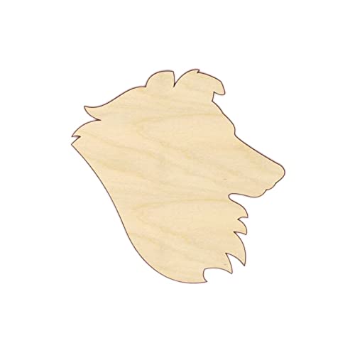 Collie Dog Head Wood Craft Unfinished Wooden Cutout Art DIY Wooden Sign Inspirational Wall Plaque Rustic Wall Art Hanging Decor for Living Room Arupkeer