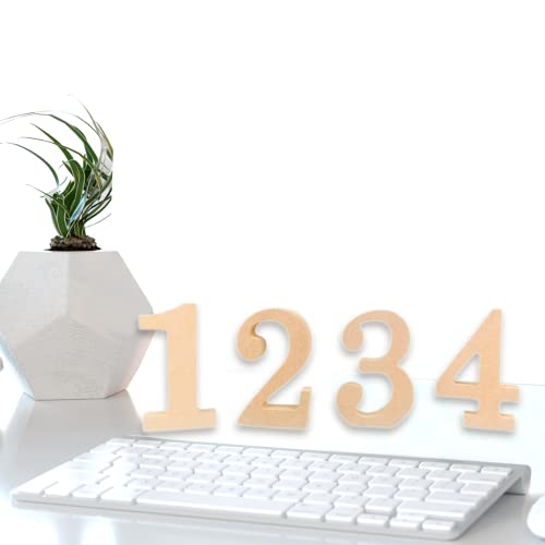 AOCEAN 4 Inch Wooden Numbers for Wall Decor Crafts - Unfinished Blank Pine Wood - Designable and Paintable - Ideal for Holiday & Home Decoration AOCEAN