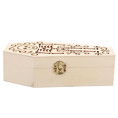 Yardwe Unfinished Wood Coffin Unfinished Wood Funeral Coffins Wooden Keepsake Urn Box Pet Cremation Urns Handcarved Decorative Memorial Urn for Yardwe