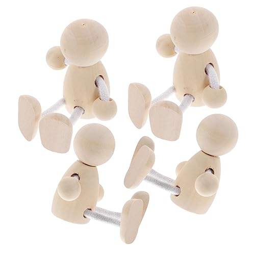 Tofficu 8 Pcs Wooden Figures Unfinished Peg People Wooden Jointed Figure Unfinished Wooden Figurines Wooden Peg People Wood Human Figure Model DIY Tofficu