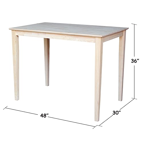 International Concepts Solid Wood Top Dining table, 30 x 48, Unfinished IC International Concepts