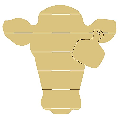 Heifer Design by Lines Cutout Unfinished Wood Cow Country Farm Door Hanger MDF Shape Canvas Style 2 Art 1 (6") Diverse Woodworking