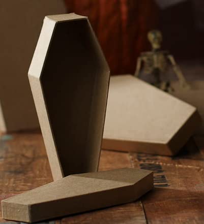 Factory Direct Craft Unfinished Paper Mache Coffin Boxes - 6 Casket Shaped Boxes for Halloween or Gothic Weddings and Decorations Factory Direct Craft
