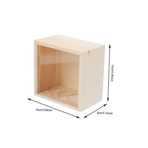 ABOOFAN 5pcs Box Storage Wooden Box Arts and Crafts for Adults Clear Keepsake Boxes with Lids Jewelry Gift Boxes for Earrings Unfinished Wooden Crate ABOOFAN