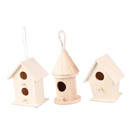 Yardwe 5 Pcs Garden Desktop Hanging Bird Ornament Bird House DIY Unfinished Birds Pendant Birdhouse Kit Mini Birdhouse Small Birdhouse Kids Suit Yardwe