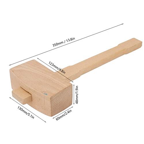 Wooden Mallet, 13.8'' Carpenter Wood Hammer Woodworking Carving Mallet, Manual Ice Hammer Mallet, Damage-Free Striking Tapping Hand Tool (L) Tyenaza