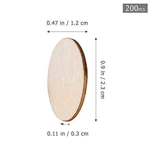 NUOBESTY 200pcs Unfinished Wood Oval Slices Natural Rustic Wooden Cutout Oval Wood Pieces Tag for DIY Craft Wedding Centerpiece Christmas NUOBESTY