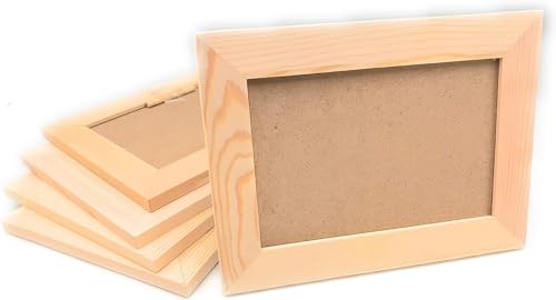 Oojami Unfinished Solid Wood Picture Frames for Arts Crafts, DIY Painting Project Stand or Hang on The Wall 6x8 Frame Size Holds 6x4 Pictures for Oojami