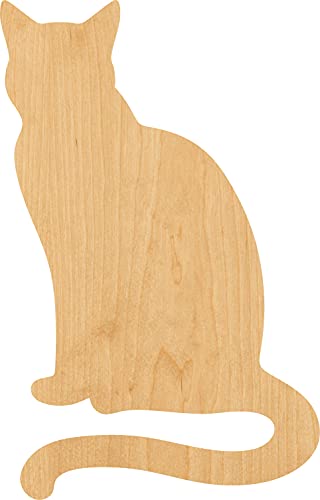 Sitting Cat Laser Cut Out Wood Shape Craft Supply - 4 Inch Generic