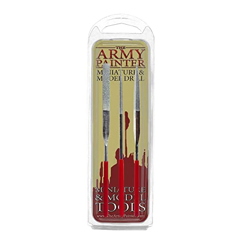 The Army Painter Miniature and Model Files - 3-Piece Diamond Small Metal File Set of Round File, Flat File and Triangular Metal File - Needle File The Army Painter