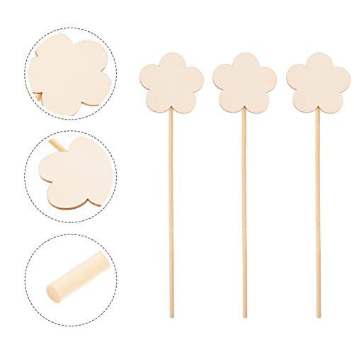 Toyvian 8pcs Girl Fairy Wands Stickers Unfinished Princess Wand Kit Homemade DIY Wood Flower Wand DIY Wooden Star Wands Unfinished Wood Crafts for Toyvian
