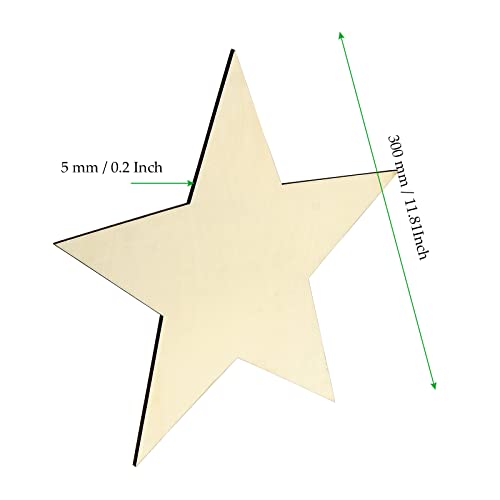 MAHIONG 6 Pack 12 Inch Wooden Star Shapes, Large Patriotic Wood Star Cutouts Bulk, Unfinished Blank Wood Pieces Wooden Start for Craft, DIY, Party MAHIONG