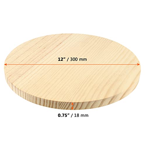 SINJEUN 2 Pack 12 Inches Round Wood Plaque, 3/4 Inch Thick Blank Wooden Hanging Sign, Unfinished Wood Boards with Hanging Hole for DIY Crafts SINJEUN