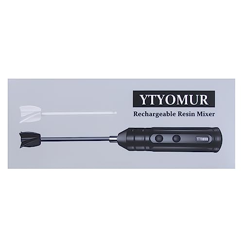 Epoxy Resin Mixer with 2 PCS Epoxy Mixer Paddles, Rechargeable Powerful and Slow Motor for Epoxy Resin, Silicone, Paint Mixing, Without Bubbles DIY YTYOMUR