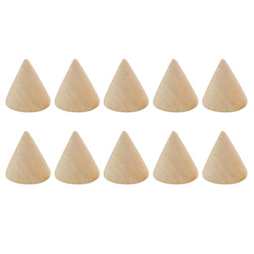 10pcs Unpainted Wooden Cones Ring Holder Jewelry Display Stand DIY Craft EXCEART