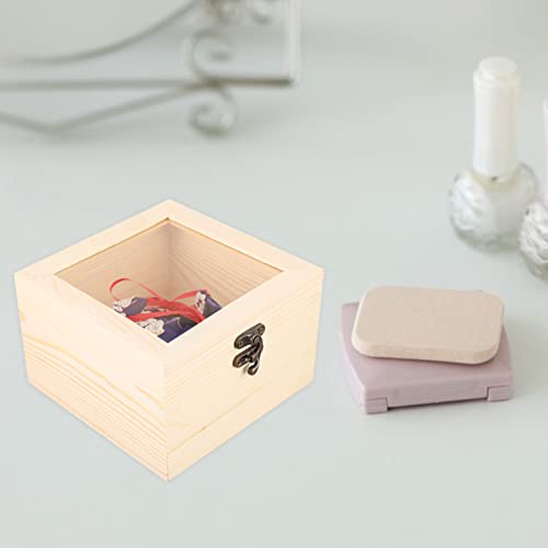 BESPORTBLE 2pcs Box Wooden Storage Box Earring Holder Jewelry Organizer Tray Makeup Wooden Treasure Containers Decorative Storage Bins with Lids BESPORTBLE