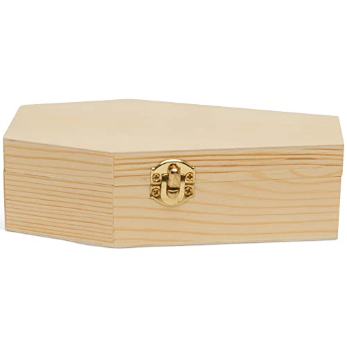 Woodpeckers Small Halloween Coffin Box, 9 Inch, Pack of 2, Unfinished Wood, Use As Halloween Décor and Halloween Crafts, Pet Casket Woodpeckers