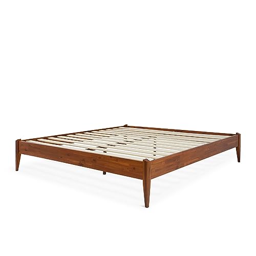 Bme Dinkee Solid Wood King Bed Frame - 15 Inch Modern Minimalist Design with Wood Slat Support Bme