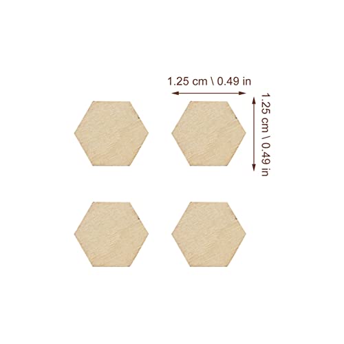 SUPVOX 200Pcs 10MM Beech Wooden Hexagonal Pieces Ornaments, Wood Hexagon Cutouts Embellishment for DIY Wedding Christmas SUPVOX