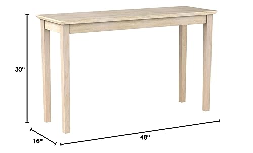 International Concepts Shaker Sofa Table, Unfinished IC International Concepts