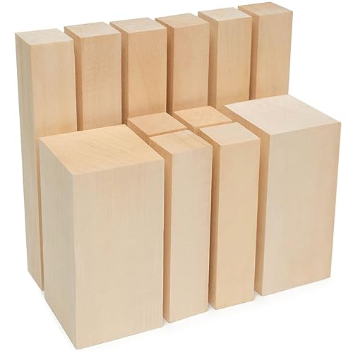 BeaverCraft BW12 pcs Basswood Carving Blocks Whittling Wood Carving Blocks Basswood for Carving Unfinished Wood for Crafts Wooden Block Set Bass Wood BeaverCraft