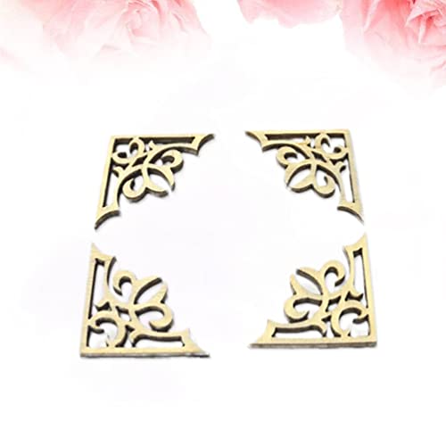 Amosfun 50pcs Solid Wood Carved Corner Onlay Furniture Home Decorations Unpainted Applique Gifts DIY Amosfun