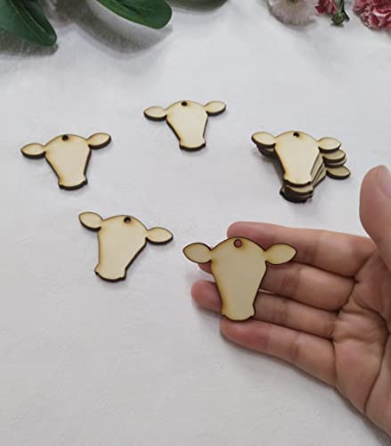30pcs of Cow Head Wood Blanks, DIY Unfinished Earring Blanks,Cow Head Earring Blanks (2'') XIAOYUE