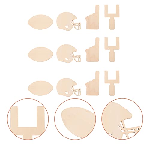 Football Ornament Football Ornament 40pcs Unfinished Wood Shape Football Theme Football Helmet Shaped Wood Slices Blank Football Cutout for DIY Craft EXCEART