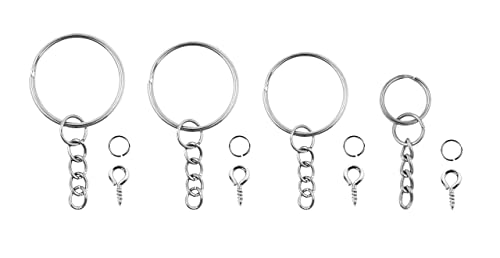 Mandala Crafts Split Key Ring with Chain Kit - Keychain Rings with Open Jump Rings for Keychains - Keychain Kit with Screw Eye Pins for Resin Mandala Crafts